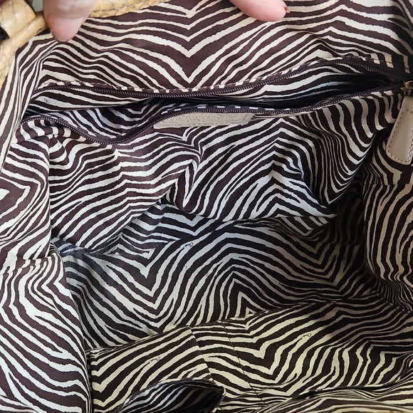 Coach Natural Straw Tote with Snakeskin-Trim - Picture 8 of 12